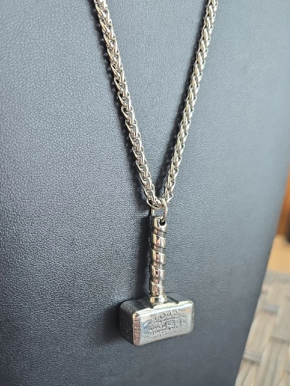 Stainless Steel Thor Hammer Pendant Necklace - Silver